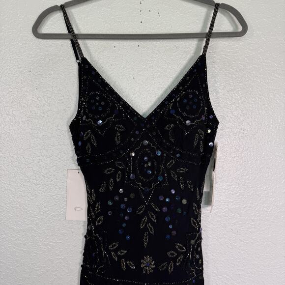 Vintage Sue Wong Nocturne Dress Womens 4 Beaded Silk Whimsigoth Fairy Y2K NEW - Picture 5 of 16